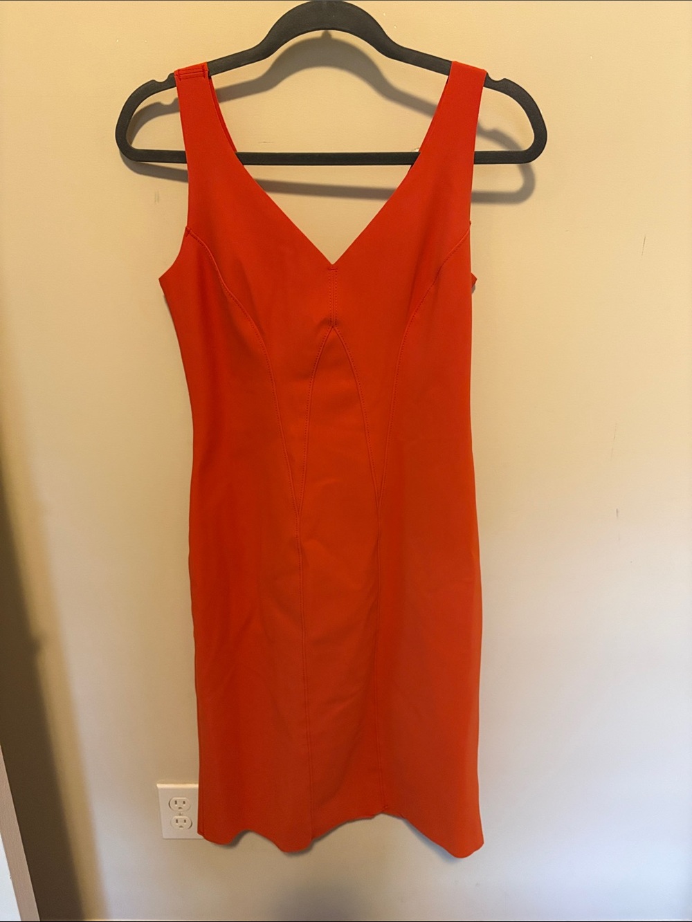 Maria Pinto Sleeveless V-Neck Orange Sheath Dress